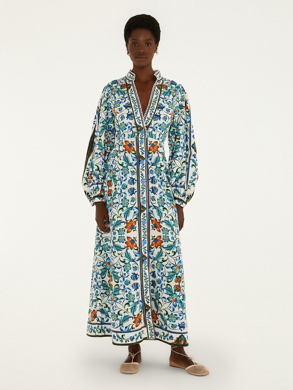 Farm Rio Off-White Flora Tile Maxi Dress - Picture 1 of 10